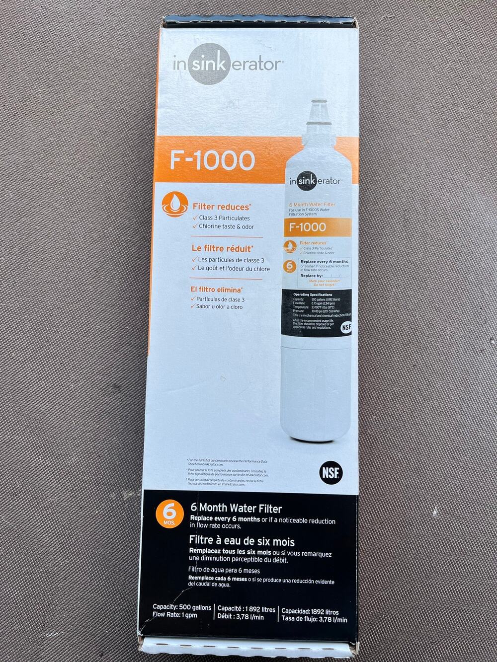 InSinkErator F-1000 Water Filter Cartridge Genuine OEM New